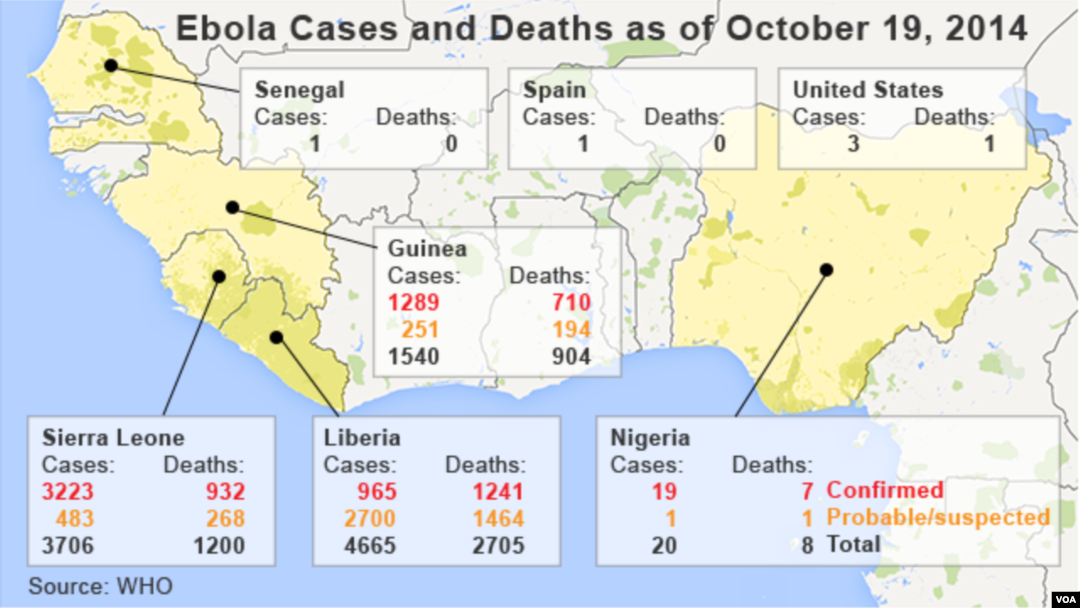 Ibihugu Ebola yari imaze kwibonekezamwo mu karere ko muri Afrika yo mu burengero.