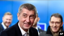 Czech Republic's Prime Minister Andrej Babis arrives for the Visegrad Group meeting in Brussels, Belgium, Dec. 14, 2017