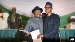 Goodluck Jonathan da Muhammadu Buhari, Maris 26, 2015.