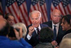 Democratic presidential candidate and former Vice President Joe Biden speaks to people at a campaign event, Oct. 9, 2019, in Rochester, N.H.