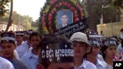 A scene from the documentary "Who Killed Chea Vichea?" Chea Vichea, a popular Cambodian union leader, was assassinated on January 22, 2004, in Phnom Penh.