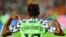 Samuel Chukwueze du Nigeria célèbre son but  contre l'Afrique du Sud au Caire le 