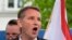 FILE - In this May 18, 2016 file picture the head of the Alternative for Germany party, AfD, in Thuringia, Bjoern Hoecke, speaks during a rally in Erfurt, eastern Germany.