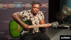FILE - Ozaguin, a singer-songwriter, is considered the most popular in the Central African Republic. (L. Schlein/VOA). Ozaguin recently visited the U.N.’s European headquarters in Geneva to awaken the world to the struggles faced by his country.