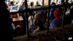 Congolese refugees, displaced by fighting in Congo's North Kivu province, at Nkamira transit centre, Rwanda, May 5, 2012.