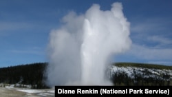 FILE --Old Faithful geyser erupts in Yellowstone National Park, January, 2011. (Photo:National Park Service, Diane Renkin)