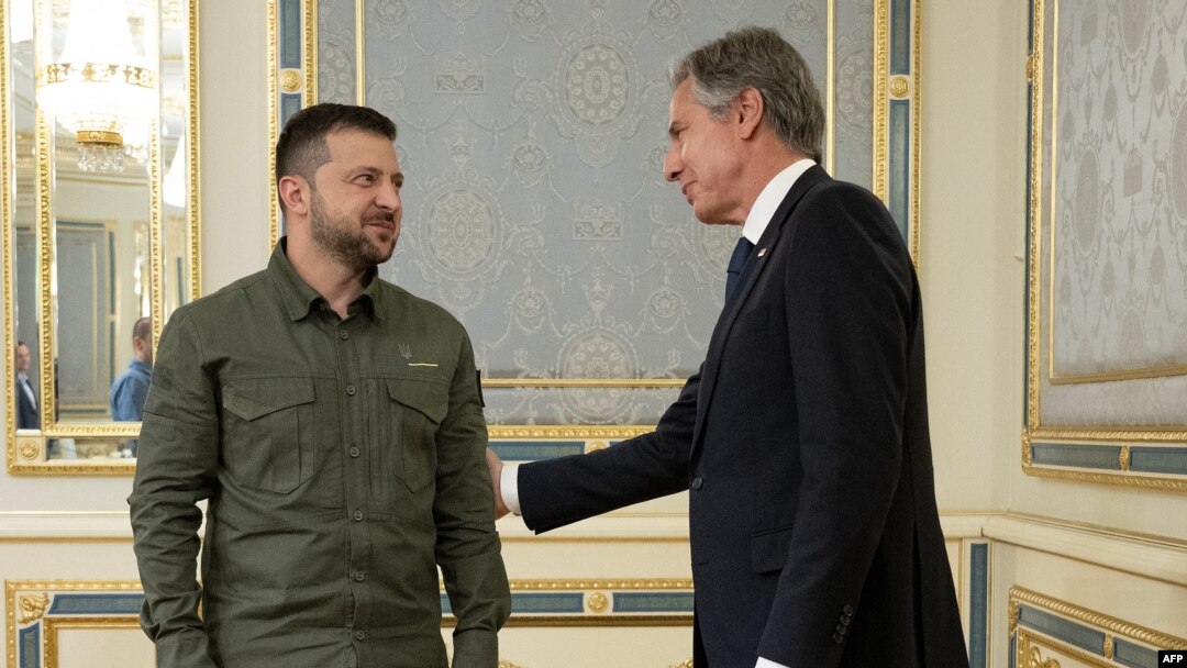 Predsednik Volodimir Zelenski i američki državni sekretar Entoni Blinken (Foto: Brendan Smialowski/POOL/AFP)