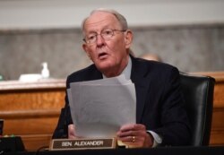 Committee Chairman Sen. Lamar Alexander, R-Tenn., asks questions during a Senate Health, Education, Labor and Pensions Committee hearing on Capitol Hill in Washington, June 30, 2020.