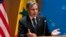 U.S. Secretary of State Antony Blinken speaks during a diplomacy event with U.S. companies and the government of Senegal at the Radisson Blu Hotel in Dakar, Nigeria, Saturday.