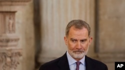 Raja Spanyol Felipe menghadiri upacara peringatan peringatan ke-10 proklamasi Raja Felipe VI di Istana Kerajaan di Madrid, Spanyol, pada 19 Juni 2024. (Foto: Juan Medina/Pool via AP)