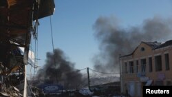 FILE PHOTO: Russian strike during 36-hour Orthodox Christmas ceasefire, in Bakhmut