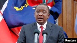 肯尼亚总统肯雅塔在内罗毕的一个记者会上讲话 （资料照片 2014年12月2日）