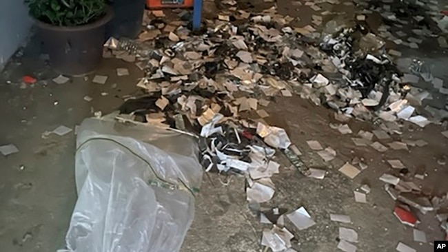 This photo provided by South Korea Defense Ministry shows trash from a balloon presumably sent by North Korea, in Seoul, South Korea, May 29, 2024.