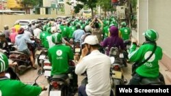 Grabbike drivers on strike in Ho Chi Minh City (Photo: VTC)