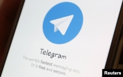 FILE - The Telegram logo is seen on a screen of a smartphone in this illustration, April 13, 2018.