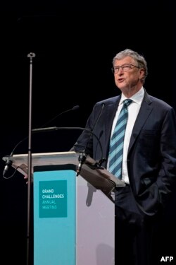 FILE - Bill Gates addresses the Grand Challenges Annual Meeting at the International Conference Center Abdou Diouf in Diamniadio, on October 9, 2023.