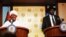 Sudan's President Omar Hassan al-Bashir (L) and his South Sudan counterpart Salva Kiir address a joint news conference in Juba, April 12, 2013. 