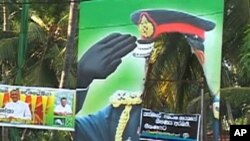 Campaign posters can be seen on the streets of Colombo