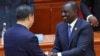 Chinese President Xi Jinping and Kenyan President William Ruto greet each other at the opening ceremony of the ninth Forum on China-Africa Cooperation Summit at the Great Hall of the People in Beijing on Sept. 5, 2024.