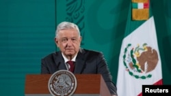 El presidente de México, Andrés Manuel López Obrador, durante su conferencia de pensa diaria el 7 de octubre de 2021.