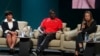 From left, Indian triathlete Pragnya Mohan, former Kenyan runner David Rudisha, and New Zealand soccer player Katie Rood attend a session on sports for climate action during the COP29 U.N. Climate Summit, in Baku, Azerbaijan, Nov. 18, 2024.