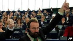 FILE - European lawmaker Jozsef Szajer of Hungary.