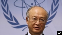 Director General of the International Atomic Energy Agency, IAEA, Yukiya Amano from Japan, speaks during a news conference after the first meeting of the IAEA's board of governors at the International Center, in Vienna, Austria, June 6, 2011