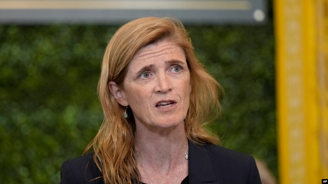 ARCHIVO - La administradora de USAID, Samantha Power, habla durante la 18.ª ceremonia anual de premios Internacionales Mujeres de Coraje (IWOC) en el Salón Este de la Casa Blanca en Washington, el lunes 4 de marzo de 2024.