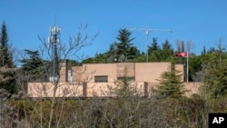 This March 13, 2019 photo show a general view of the North Korea's embassy in Madrid, Spain.