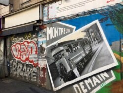 Graffiti in the Paris suburb of Montreuil, nicknamed 'little Bamako' because of its large Malian diaspora. (L. Bryant/VOA)