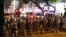 香港市民星期六， 8月10日再次舉行示威， 警方嚴陣以待。美聯社