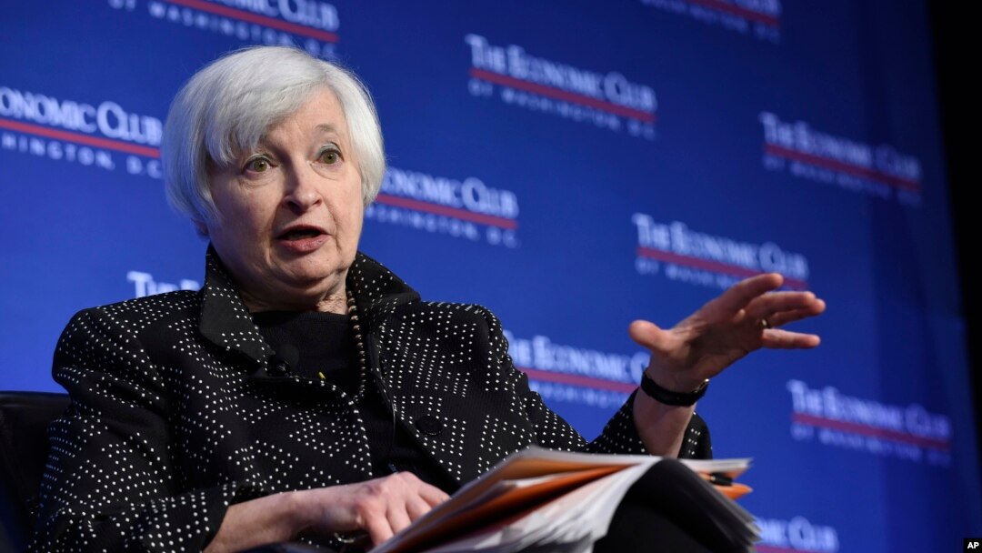 Kepala Bank Sentral Amerika Janet Yellen di Washington DC, Rabu (2/12).