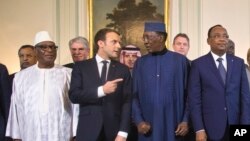 Le Président français Emmanuel Macron et quelques dirigeants du G5 Sahel.