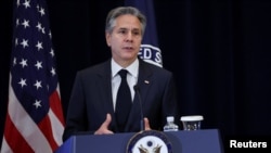 (FILE) U.S. Secretary of State Antony Blinken delivers remarks at the launch of the Bureau of Global Health Security and Diplomacy.