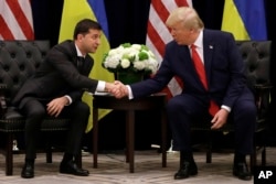 25 вересня 2019 року президент США Дональд Трамп під час зустрічі з президентом України Володимиром Зеленським під час Генеральної асамблеї ООН у Нью-Йорку. Фото: AP/Evan Vucci