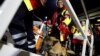 Rescuers of International Search and Rescue (ISAR) Germany board a charter plane, on their way to help find survivors of the deadly earthquake in Turkey, at Cologne-Bonn airport, Germany, Feb. 7, 2023. 