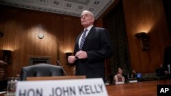 Homeland Security Secretary John Kelly appears before the Senate Homeland Security and Governmental Affairs Committee to advance President Donald Trump's border security agenda, on Capitol Hill in Washington, April 5, 2017.