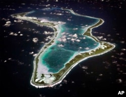 FILE - This image released by the U.S. Navy shows an aerial view of Diego Garcia.