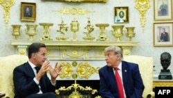 Mark Rutte û Serok Trump li Koşka Spî Hezîran 24, 2026. (Photo by Aaron Schwartz / AFP)