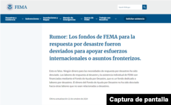 Captura de pantalla de rumor aclarado por FEMA.