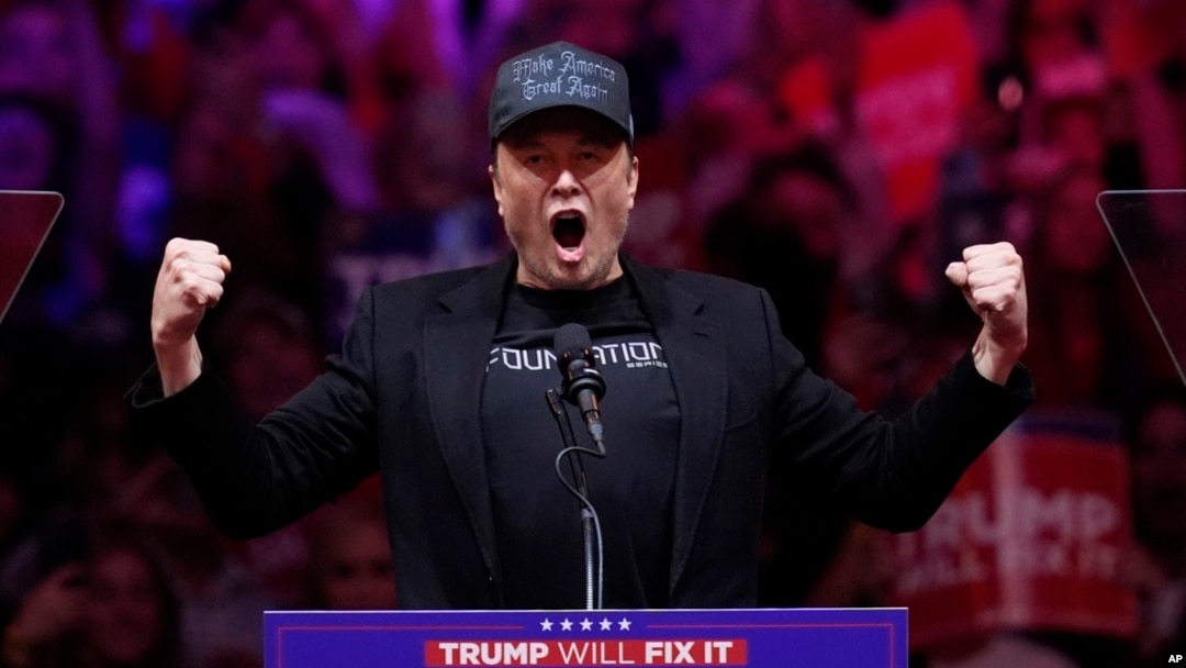 Elon Musk speaks before Republican presidential nominee former President Donald Trump at a campaign rally at Madison Square Garden, Oct. 27, 2024, in New York.