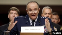 FILE - NATO commander U.S. Air Force Gen. Philip Breedlove is seen testifying at a Senate Armed Services Committee hearing on Capitol Hill in Washington, April 30, 2015.