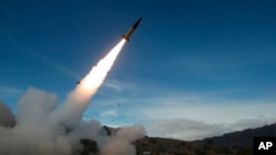 FILE - An early version of the Army Tactical Missile System, or ATACMS, is tested at White Sands Missile Range, New Mexico, on Dec. 14, 2021. The United States provided the long-range ballistic missile system to Ukraine, which used it on Oct. 17, 2023. (U.S. Army via AP)