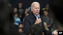 Democratic presidential candidate and former Vice President Joe Biden speaks at a campaign event in Nashua, N.H. Sunday, Dec. 8, 2019. (AP Photo/Cheryl Senter)
