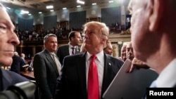 President Donald Trump after the State of the Union address at the Capitol in Washington, Feb. 5, 2019.