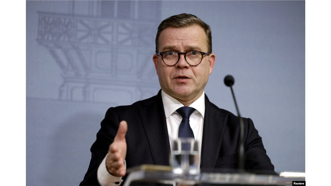 Perdana Menteri Petteri Orpo dari Finlandia dalam konferensi pers di Helsinki, Finlandia, 22 November 2023. (Lehtikuva/via REUTERS)
