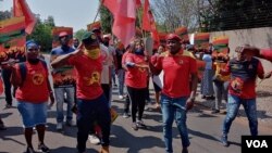 Protesting members of the National Metalworkers Union of South Africa