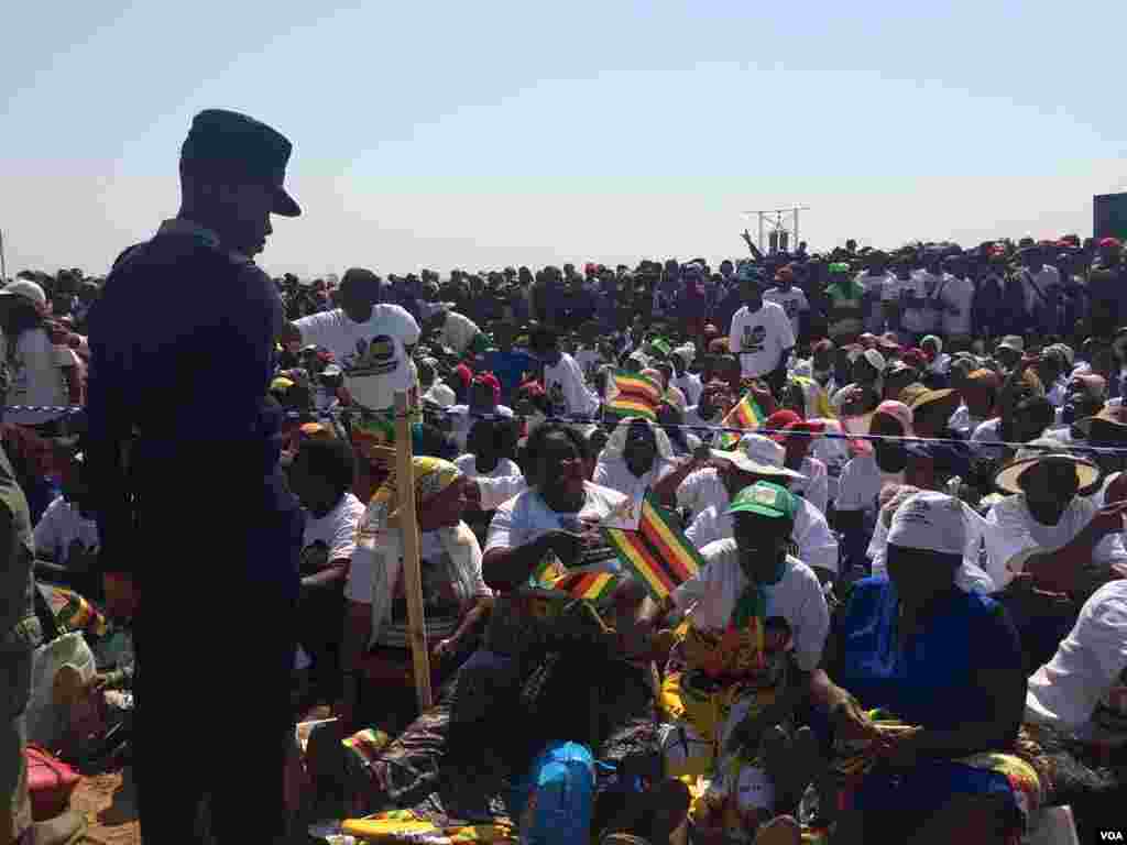 A security guard towering over Zanu PF supporters in the Midlands.