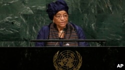 Ellen Johnson-Sirleaf, 72è session de l'Assemblée générale de l'ONU, New York, le 19 septembre 2017. 