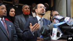 FILE - Nihad Awad, Executive Director of the Council on American-Islamic Relations (CAIR), is seen speaking at a news conference.